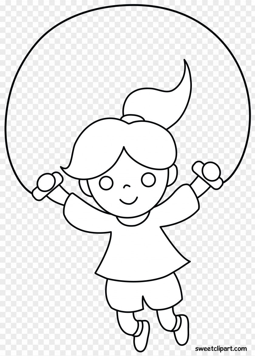 Child Black And White Coloring Book Jump Ropes Clip Art Illustration PNG