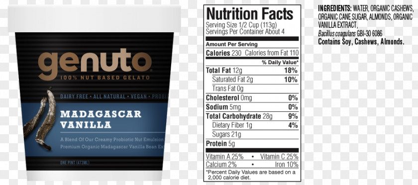 Nutrition Fact Gelato Nut Printing 不耐 Lactose Intolerance PNG