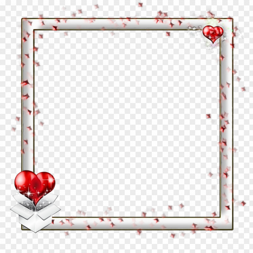 Rectangle Heart Watercolor Background Frame PNG