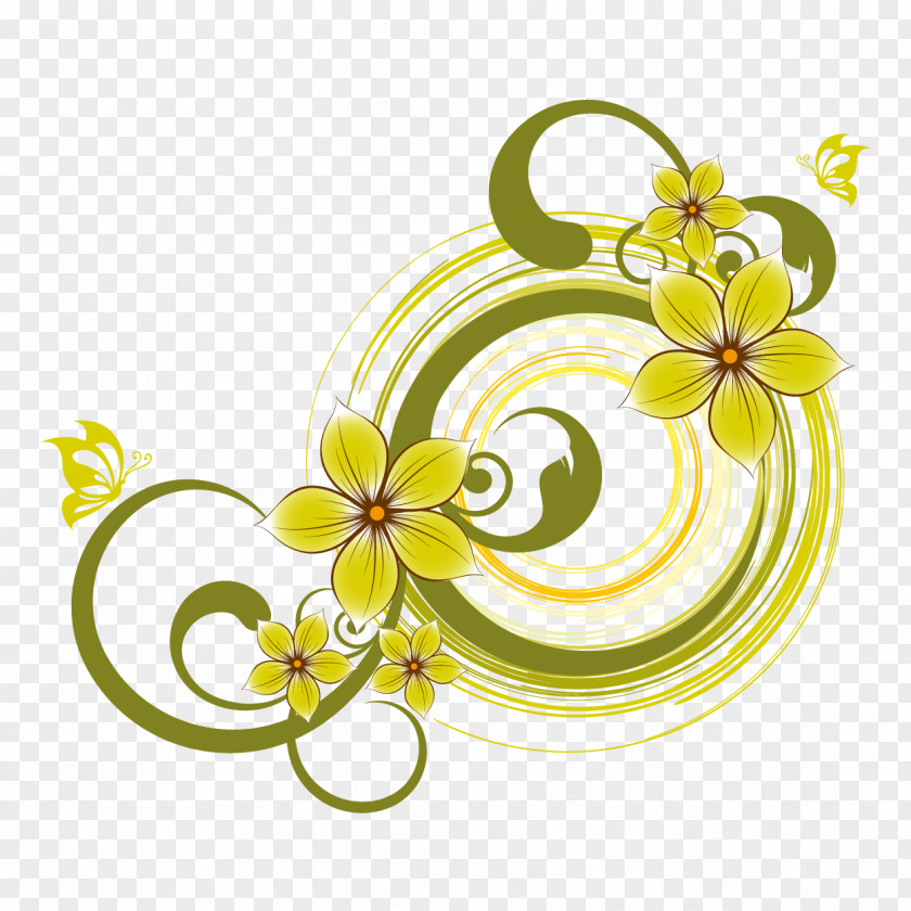 Vector Circle Pattern Flower Floral Design PNG