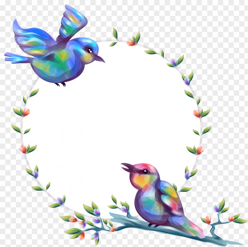 Vector Color Decorative Wreath Birds PNG