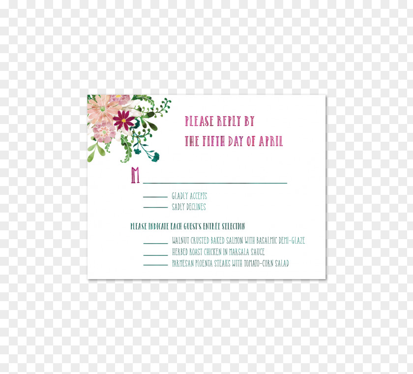 Wedding Invitation Paper RSVP Flower Bouquet PNG