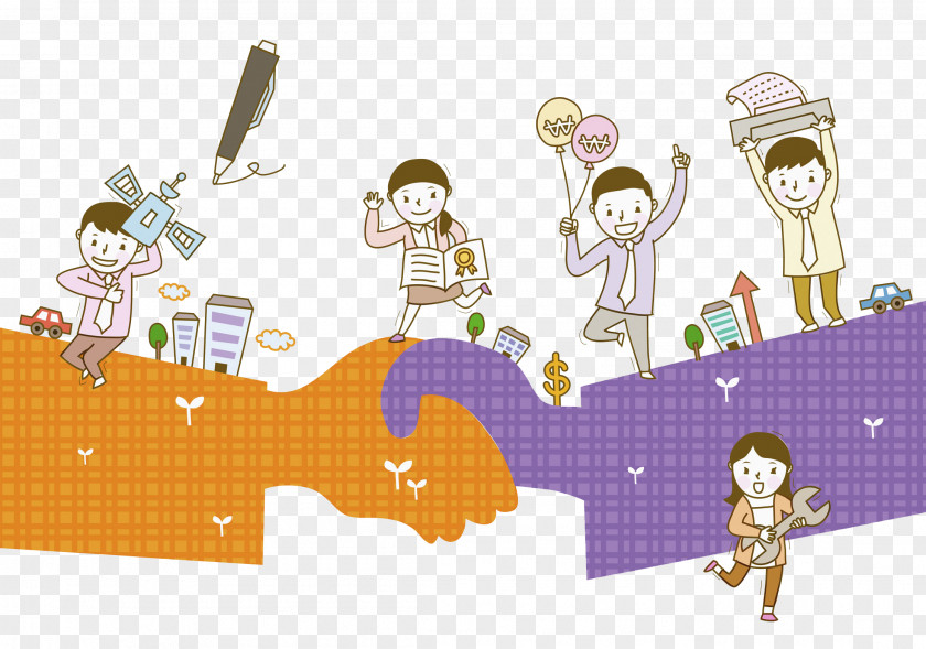 Cooperative Men And Women Cooperation Illustration PNG