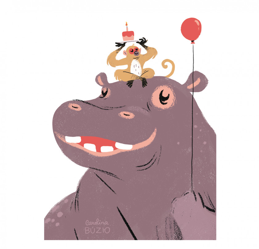 Hippo Illustrator Drawing Greeting & Note Cards Artist PNG