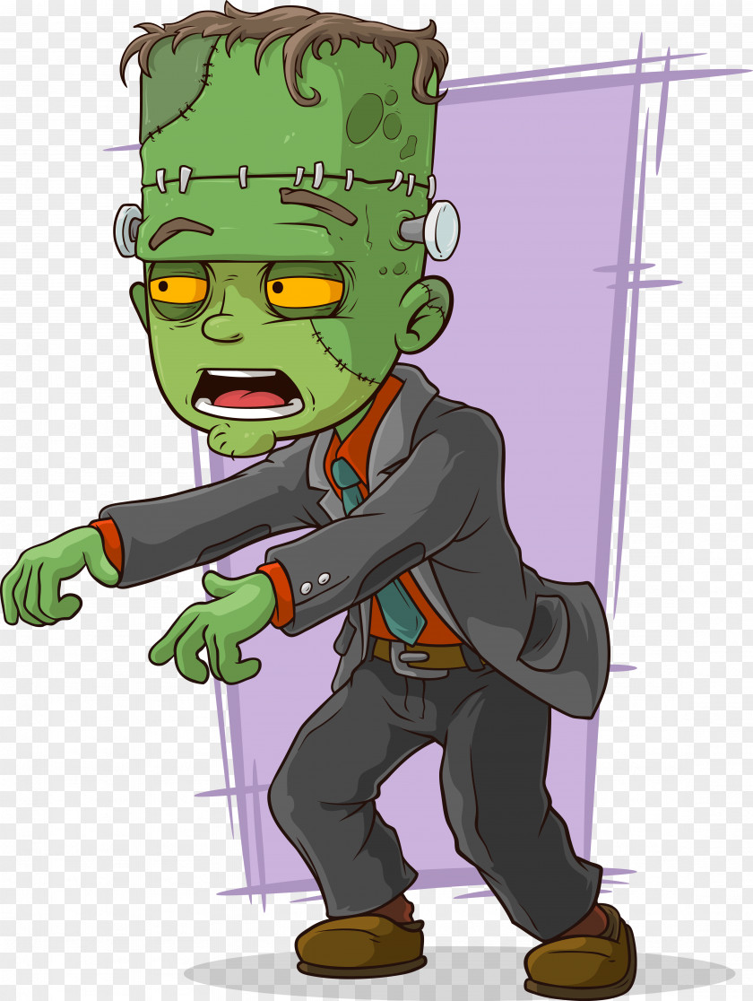 Walking Zombies Frankensteins Monster Cartoon Illustration PNG