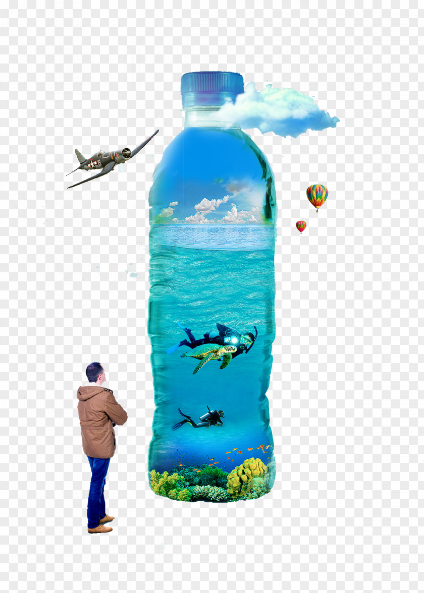 Creative Water Bottle Mineral Bottled PNG