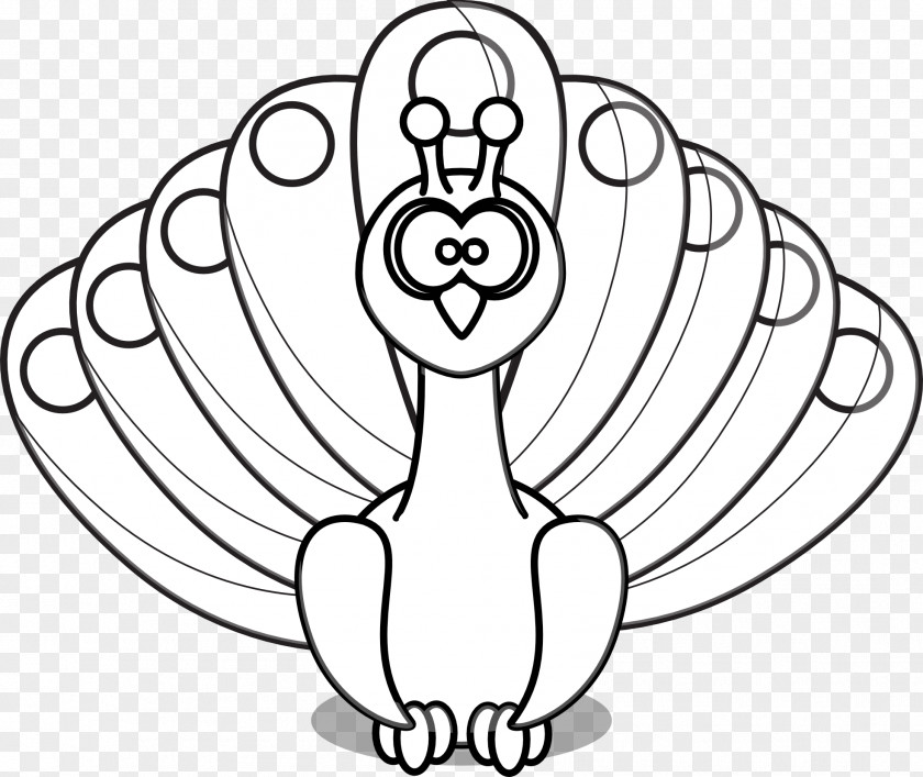 Peacock Peafowl Black And White Line Art Clip PNG
