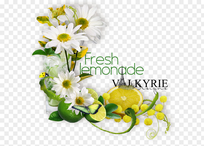 Fresh Lemonade Floral Design Cut Flowers Font PNG