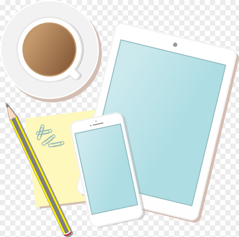 Vector Hand-painted Plates And Coffee Pencil Phone Sticky Adobe Illustrator Euclidean PNG