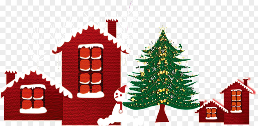 Cartoon Snowman Housing Christmas Tree House PNG