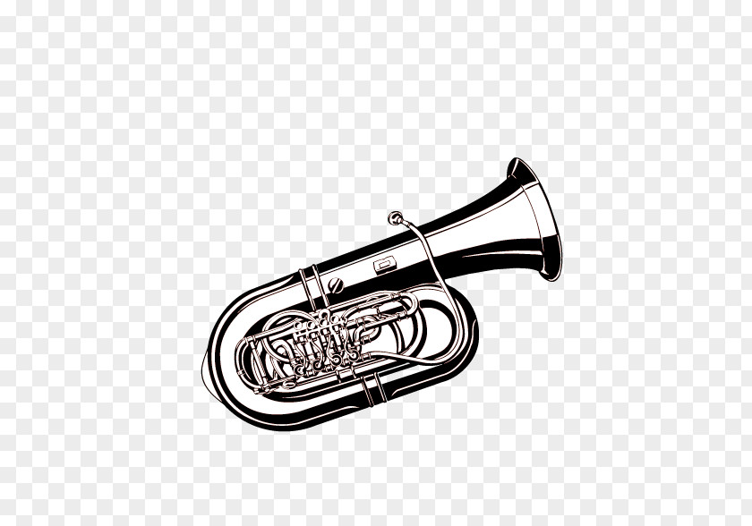 Hand-painted Queen Saxhorn Euphonium Trumpet Tuba PNG