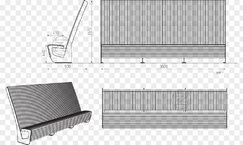Venus Landscape Furniture Bench Armrest Steel Material PNG