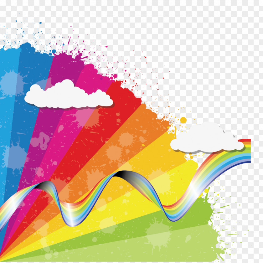 Creative Colorful Ribbons Floating Rainbow Euclidean Vector Cloud Icon PNG
