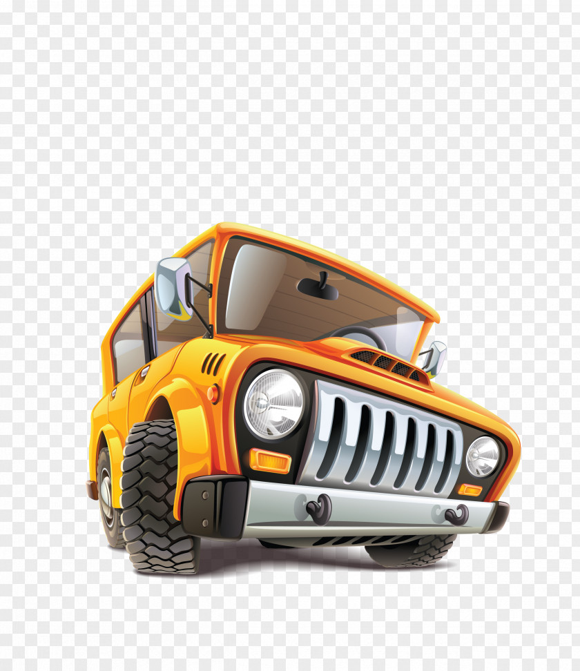 Vector Cartoon Jeep Car Icon PNG