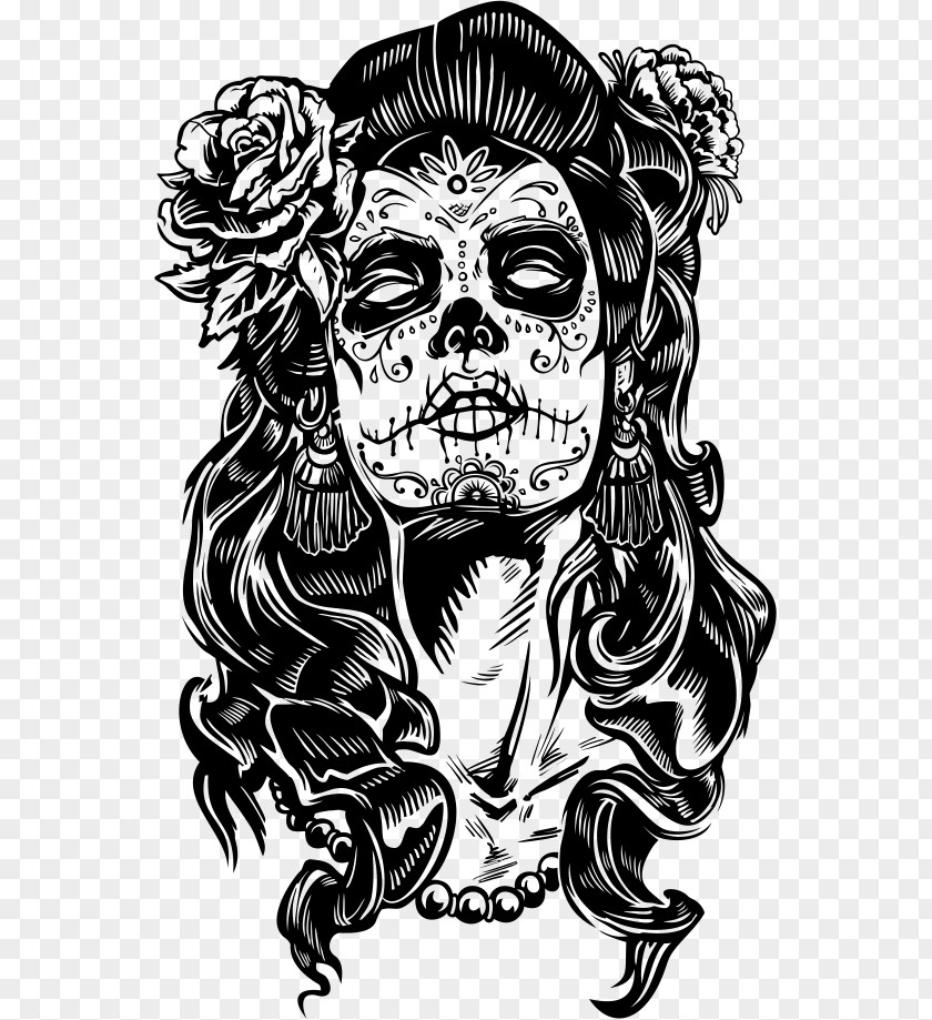 Calavera Mexican La Catrina Day Of The Dead Paper Skull PNG