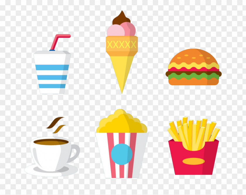 Fries Burger Collection Ice Cream Cone French Hamburger Fast Food PNG