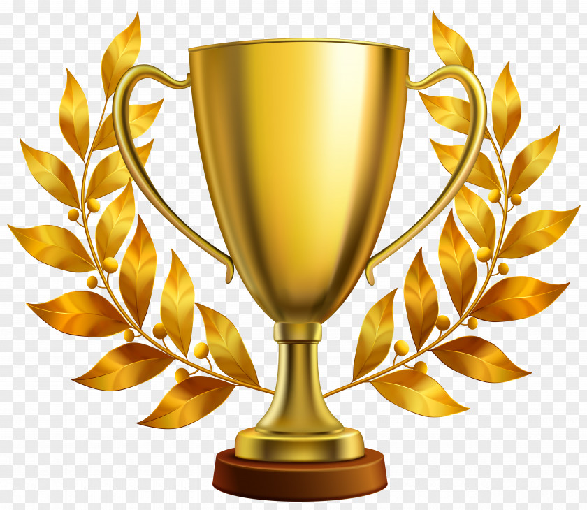 Gold Cup With Laurel Leaves Clipart Image Trophy Clip Art PNG