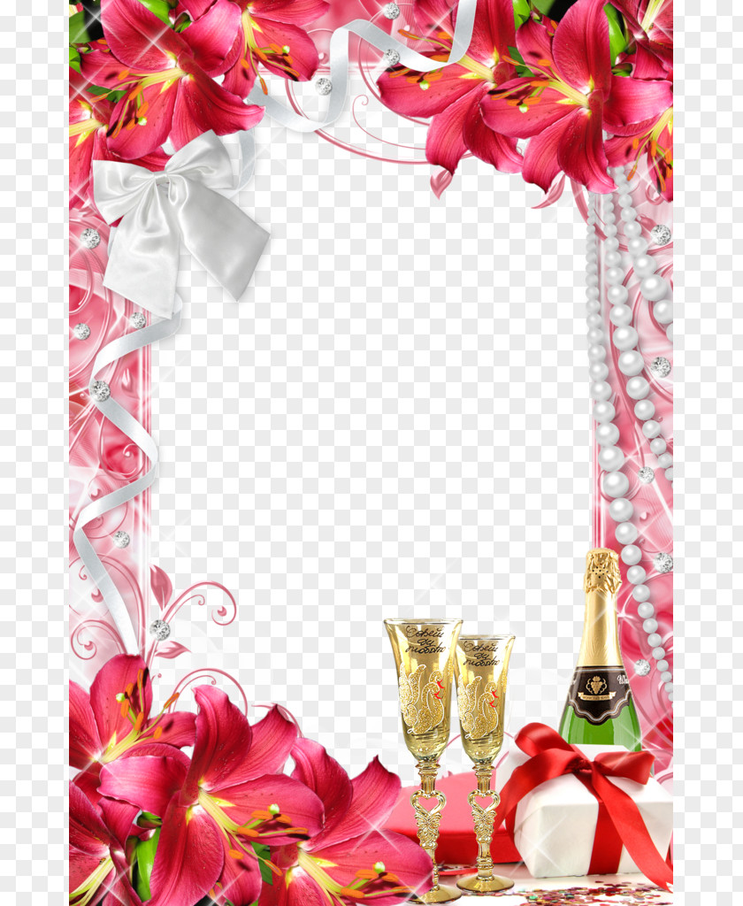 Rose Pearl Frame Personalized Wedding Birthday PNG