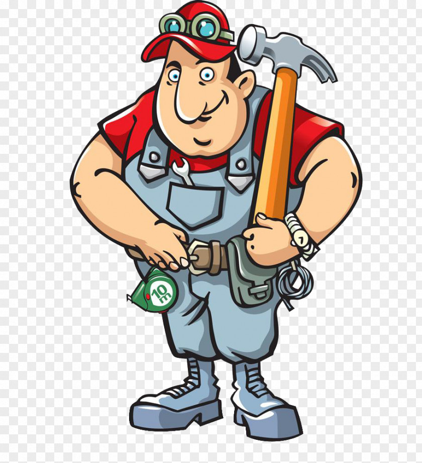 The Man With Hammer Cartoon Architectural Engineering Clip Art PNG