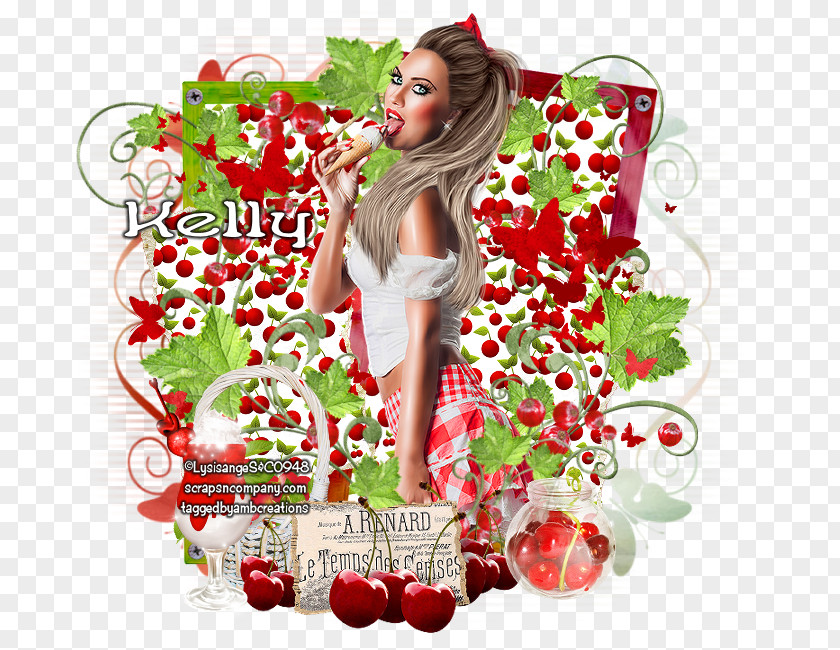 Strawberry Christmas Ornament Floral Design PNG