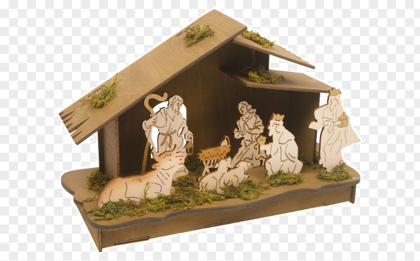 Ping Dou Bethlehem Nativity Scene Wood Lamp PNG