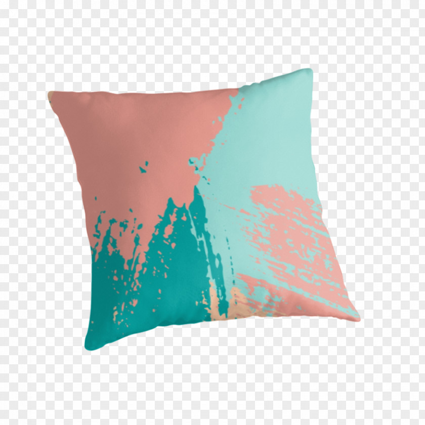 Watercolor Stroke Throw Pillows Turquoise Cushion Teal PNG