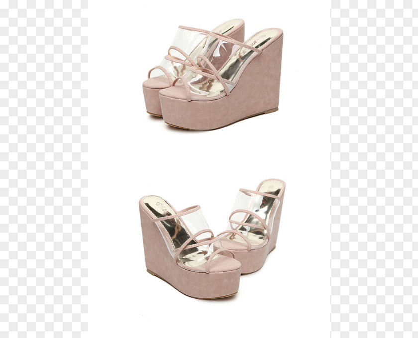 Wedges Sandal Shoe Beige PNG