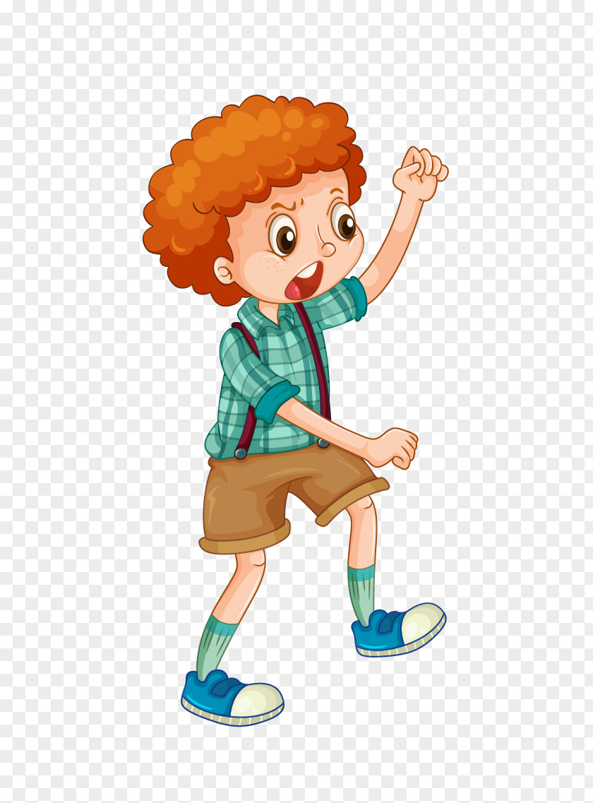 Cartoon Boy Drawing Combat Illustration PNG