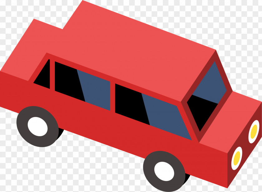 Hand Painted Red Car Truck Toy PNG