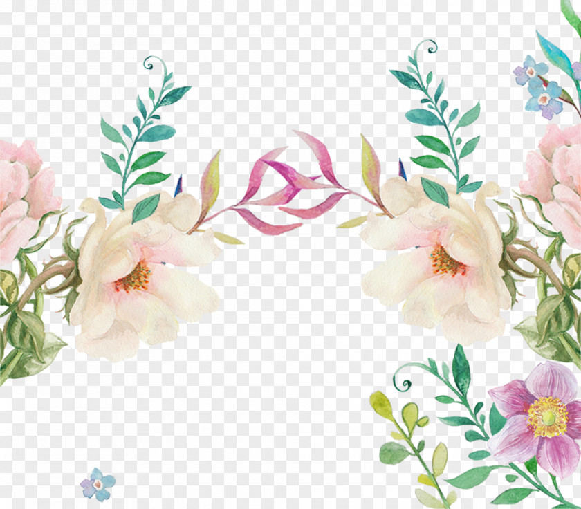 Hand Painted Watercolor Flower Decoration Pattern PNG painted watercolor flower decoration pattern clipart PNG