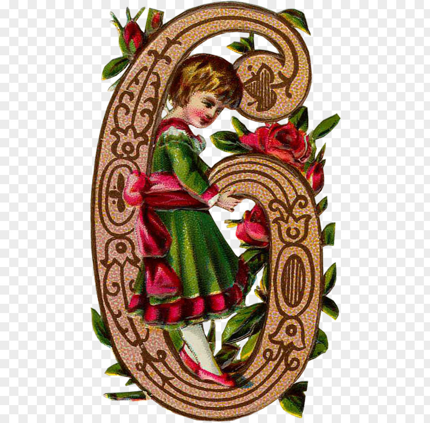 Vintage Child Floral Design Christmas Ornament Food PNG