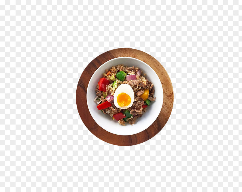 A Bowl Of Fried Rice Kimchi Egg French Fries PNG