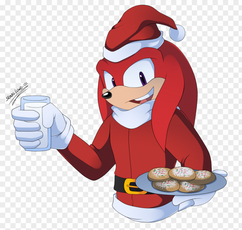Knuckles The Echidna Santa Claus Christmas Ornament Cartoon Food PNG