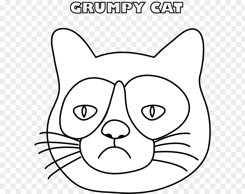 Cat Whiskers Grumpy Coloring Book Drawing PNG