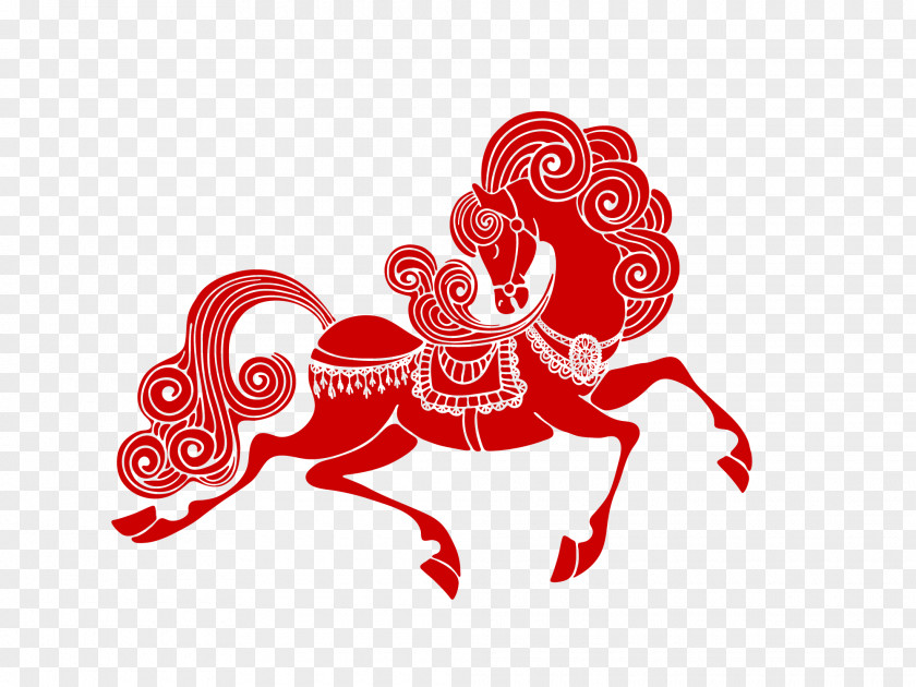 Red Horse Pattern Christmas Card Greeting PNG