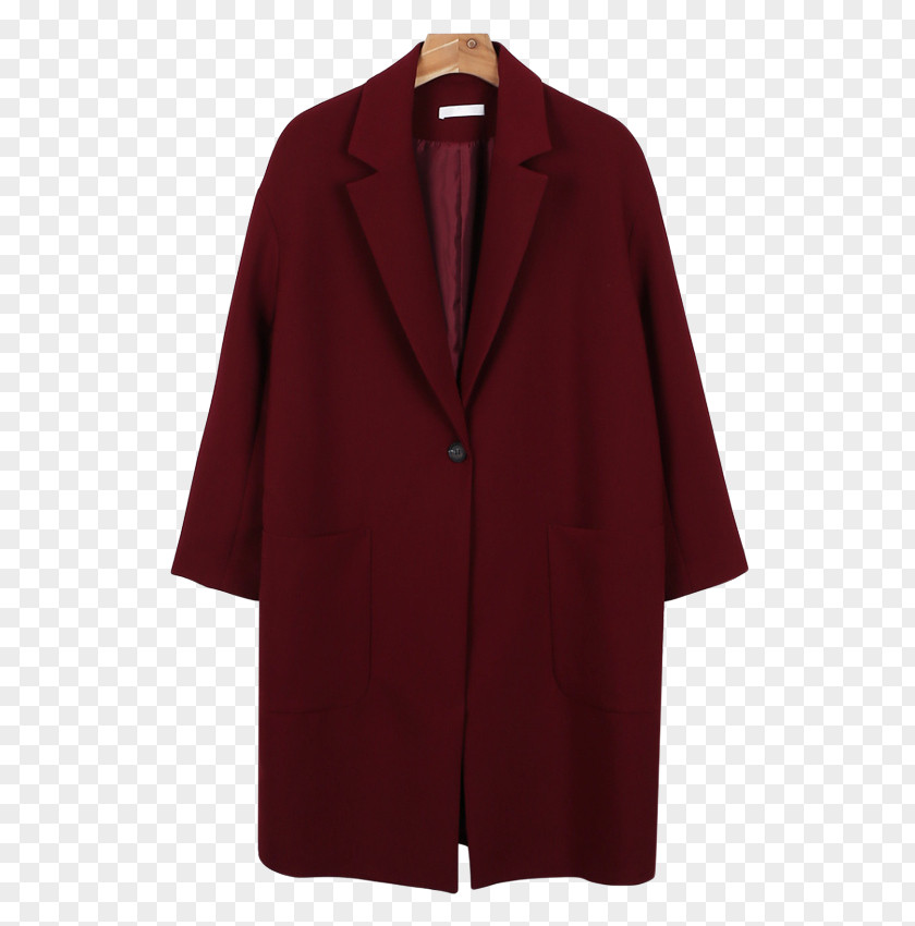 Long Coat Overcoat Maroon PNG