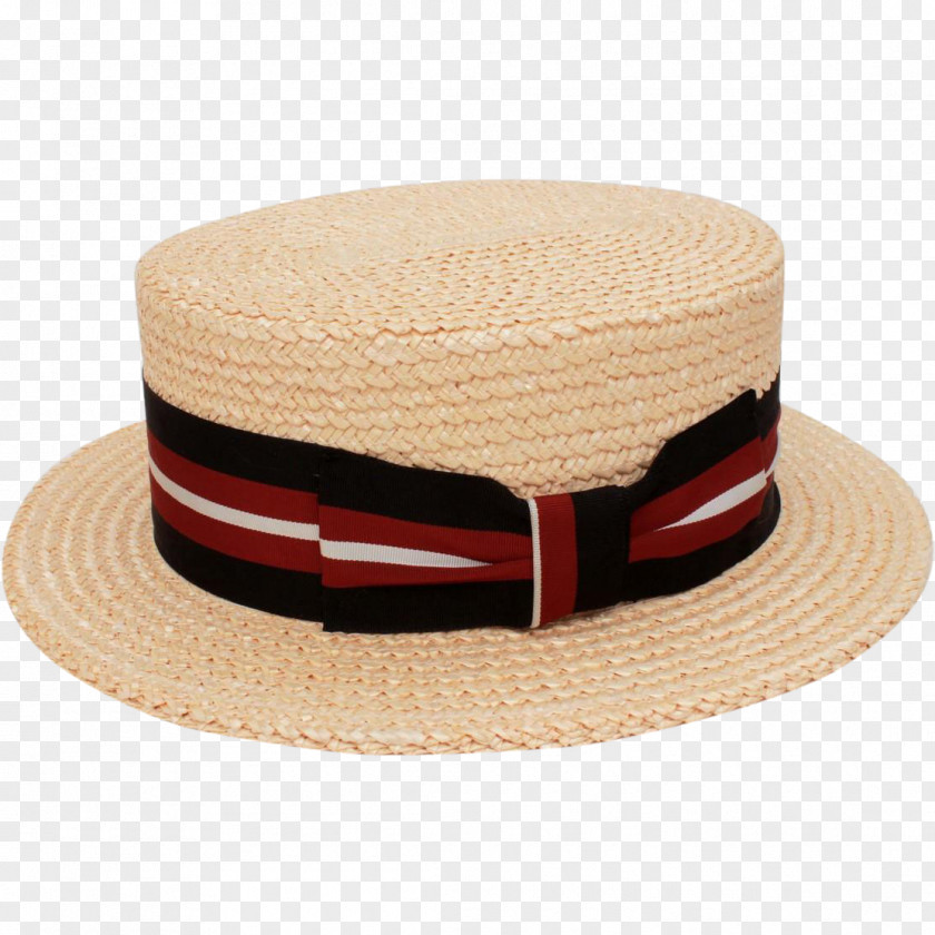 Red White Hat Boater Straw Fedora Cap PNG