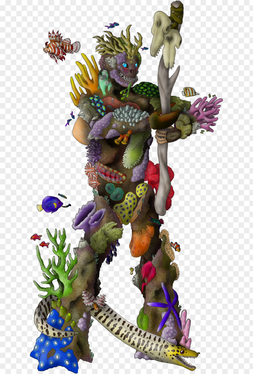 Coral Reef Drawing Monster Legendary Creature Humanoid Art PNG