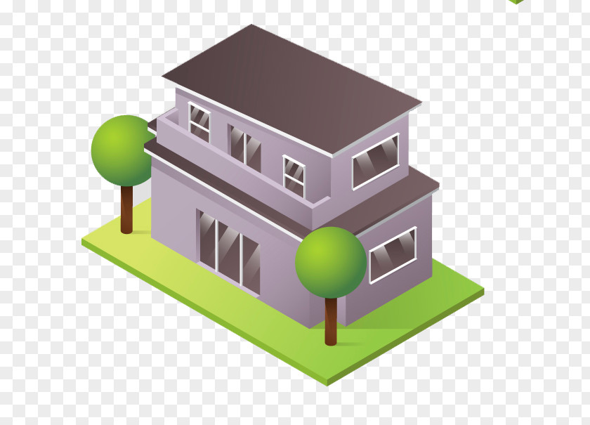 House Building Axonometric Projection PNG