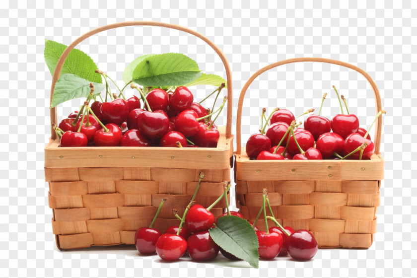 Two Basket Cherry Fruit Berry Wallpaper PNG