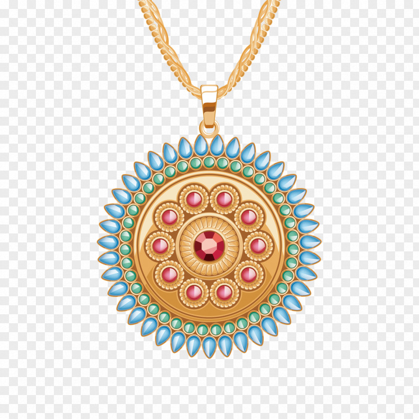 Vector Gold Necklace Pendant PNG