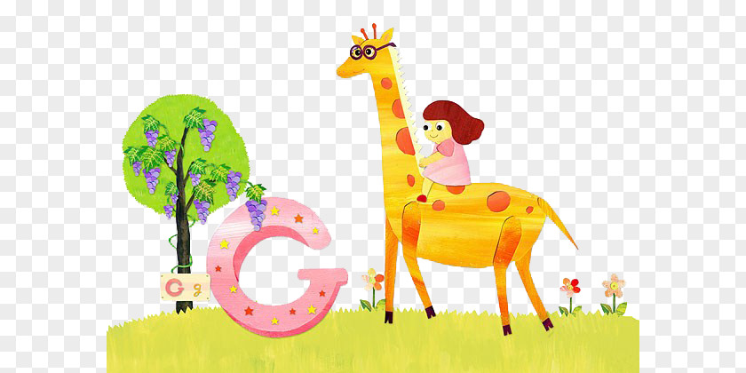 Giraffe On The Grass Northern Illustration PNG