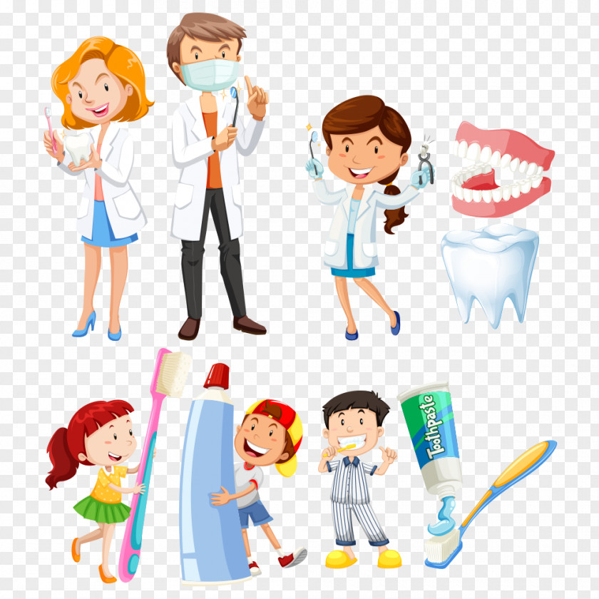 Vector Dentist And Child Dentistry Toothbrush Illustration PNG