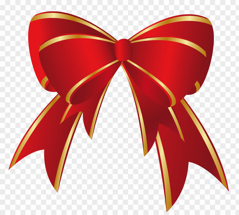 Christmas Red Gold Bow Clipart Gift Clip Art PNG