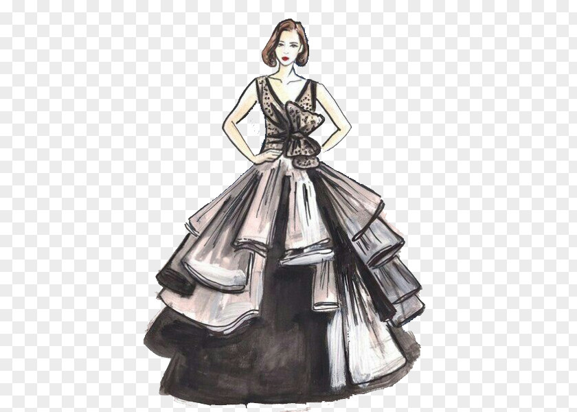 Design Gown Fashion Illustration Drawing Sketch PNG
