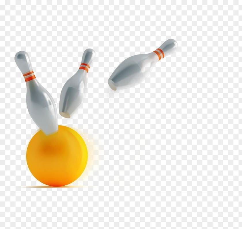 Orange Bowling Ball Hit Fly Three Bottles Pin At The 2014 Asian Games Ten-pin PNG