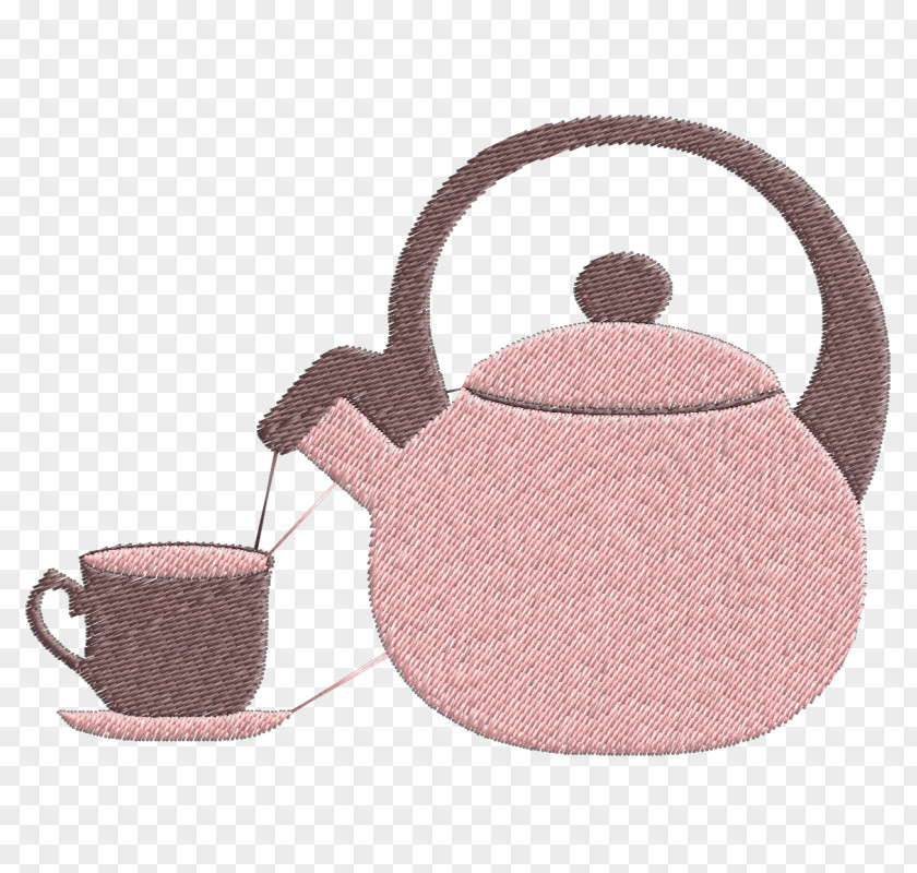 Kettle Teapot Teacup Embroidery PNG
