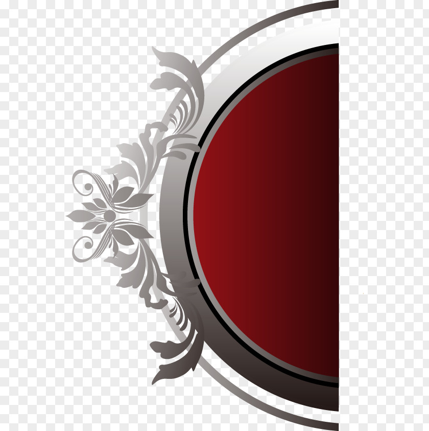 Hand-painted Black And Red Circular Pattern Silver Edge Computer File PNG