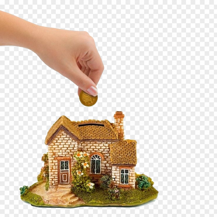 Holding A Coin Into Piggy Bank Computer Mouse House Mortgage Loan Stock Photography PNG