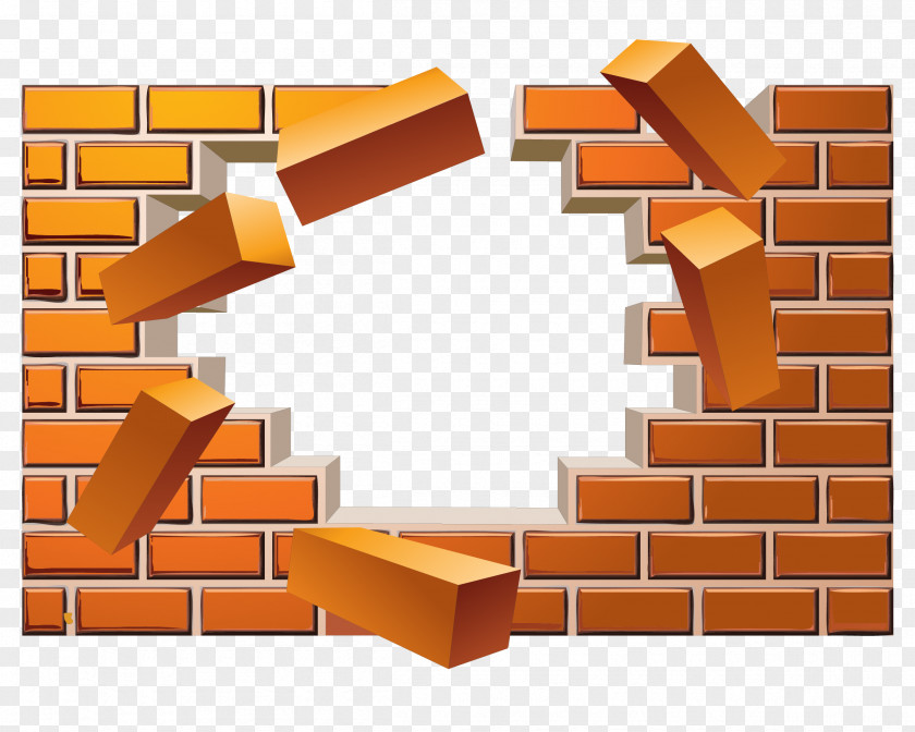 Vector Broken Brick Wall Effect Euclidean PNG